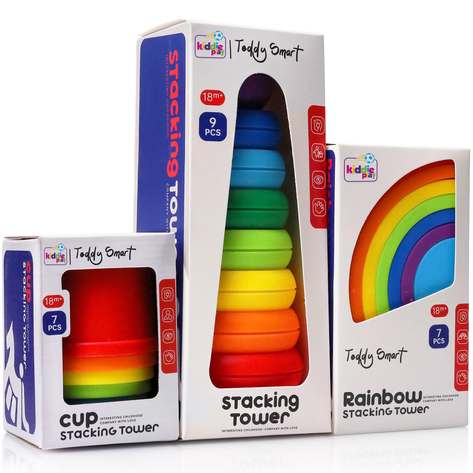 Amazon.com: Kiddie Play Stacking Toys for Toddlers | Set of 3 Baby